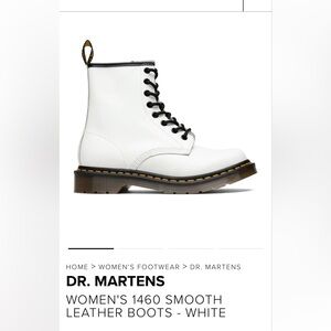 Dr. Martens White 8-Eye Lace-Up Combat Boot with Yellow Stitching